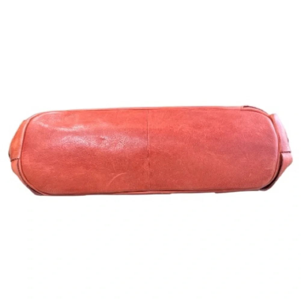 Woven Leather Crossbody Tote in Rust